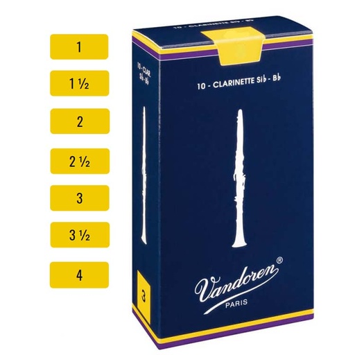 Caja 10 Cañas Clarinete Sib Tradicional Vandoren